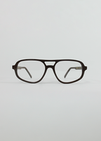 Black eyeglasses on a light gray background